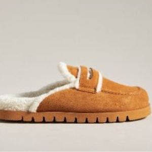 Anthropologie Honey Mauve Slip on Shearling Slipper BNIB